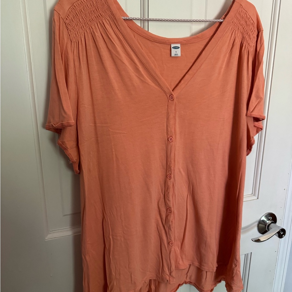 Women's Orange Button-Up Top